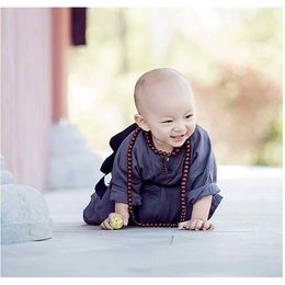 Ethnic Clothing Boys Kids Children Little Monk Shaolin Temple Tang Suit Baby Cotton And Linen Robes Performance Uniform