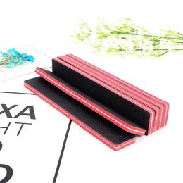 50Pcs/Lot Rectangular Red Sponge Black Sandpaper Nail File Buffer Double Side Emery Board Tools for Nail Art