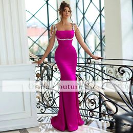 Formal Women Evening Party Dress Mermaid Spaghetti Straps Satin Vestidos Prom Gowns 2022 robe de soiree femme