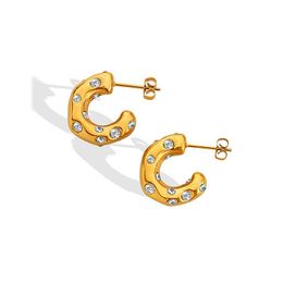 Hoop & Huggie CZ Half Earring For Women, Danity Thick Baguette 18 K Gold Color Ear Wholesale Jewelry