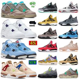 2022 Authentic jumpman 4 4s mens basketball shoes union taupe haze university blue metallic green court purple wild things outdoor sport