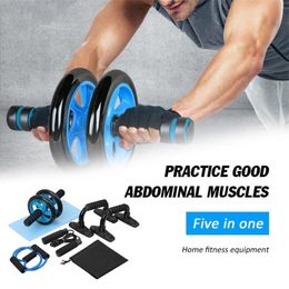 Fitness Abdominal Wheel Five-in-one Fitness Equipment Include Skipping Rope Tensioners Knee Pads Push-ups And Double-wheeled T200506