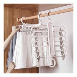 Hangers & Racks 1PC Multilayer Clothing Storage Hang Coat Pant Clothes Hanger Rack Holder Laundry Drying Closet Organiser