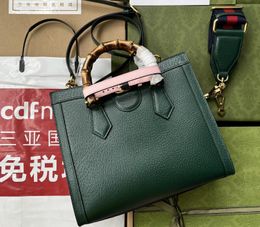 Realfine Bags 5A 702721 27cm Diana Small Tote Green Leather Handbag Shoulder Purses For Women with Dust bag+Box