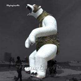 Customised Large Inflatable Polar Bear 6m Cartoon Animal Model Air Blow Up Volibear Warrior For Carnival Stage Decoration