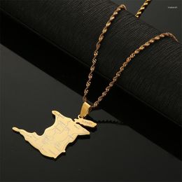 Pendant Necklaces Stainless Steel Trinidad And Tobago Map Necklace Women Men Ethnic City Name JewelryPendant