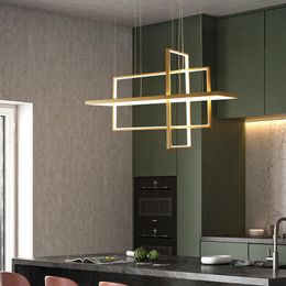 Pendant Lamps Modern LED Lamp For Living Room Lighting Dining Bedroom Villa Postmodern Loft Black Rectangle Hanging LightPendant