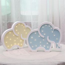 Night Lights Cute INS Woodiness Elephant Baby LED Bedside Lamp Cartoon Nordic Children Room Decorative Lovely Pographic Props Gifts