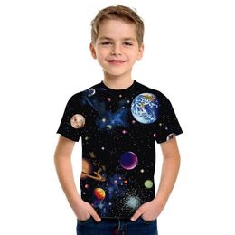 Kawaii Galaxy Planets T Shirt Children Funny Summer Cartoon T shirt for Girls Kid Boys Clothing Unisex Short Sleeve 220620
