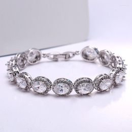 Charm Bracelets European And American Style Hiphop Hip-hop Bracelet Micro-inlaid CZ Zircon Oval Cuban JewelryCharm Inte22