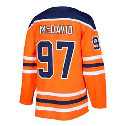 Hockey Jerseys Conor Mcdavid 97 Leon Draisaitl 29 Wayne Gretzky 99 Orange Blue White Navy Size S-XXXL Ed Men