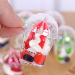 Decompression Toy Cute Simulated Ice Cream Cup Model PVC Mini Food Doll Kitchen Toys Children Birthday Prop Gift Make Realistic