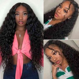 Preplucked Human Hair Lace Frontal Wigs Water Wave Front Black Glueless 13x4 220608