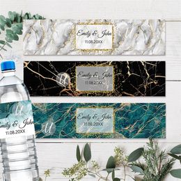 30pcs Marble Background Customized Personalise Water Bottle Labels Wedding Birthday Baptism Bar Mitzvah Custom Stickers 220613