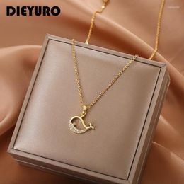 Chains 316L Stainless Steel Cute Whale Pendant 2 Colours Shiny Beautiful Zircon Woman Girl Necklace Christmas Gift On Neck 2022Chains Sidn22