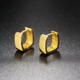 Hoop & Huggie Geometric Square Earrings For Women Vintage Gold Metal Small Clip On Earings Fashion Hip Hop Jewelry Party Accessories E551Hoo