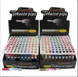 with logo Cigarette Shape Smoking Pipes Ceramic hookahs Hitter Pipe Yellow Philtre box 78mm 55mm One Hitter Bat Metal