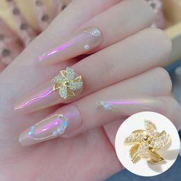 Nail Art Spinning Pinwheel Decorations Metal Zircon Windmill Style Nail Jewelry