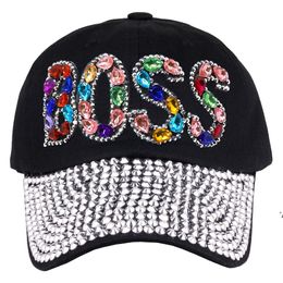 New Outdoor Sport Baseball Cap Spring Summer Fashion BOSS Letters Bling Adjustable Men Women Caps Fashion Hip Hop Hat ZZA13399