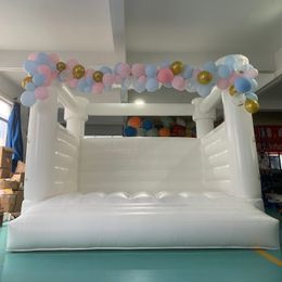 Lnflatable Bouncer Commercial Grade White Wedding Bouncy Castle Inflatable Bounce House Jumping Bed for Birthdays Parties 13x13ft
