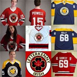 MThr IRISH TV Series Letterkenny Jersey 15 POWELL 69 SHORESY 68 Shamrocks 85 NAPPY BOY 100% Stitched Ice Hockey Jerseys