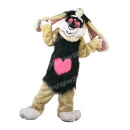 Halloween Long Fur Brown Rabbit Mascot Costume Cartoon Anime theme character Carnival Adult Unisex Dress Christmas Birthday Party Outdoor Outfit