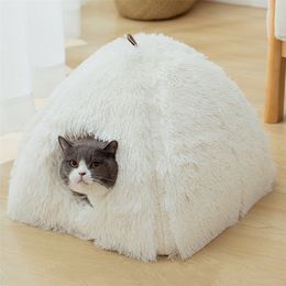 Warm Plush Cat Bed Very Soft House Small Dog Cushion Pet Sofa Lounger Kennel Kitten Basket Mat Beds For s 220323