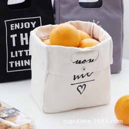 PURDORED 1 Pc Thermal Lunch Box Bag Simple Style Canvas Food Fresh Bento Pouch Picnic Drink Cold Insulation Organiser Y200429