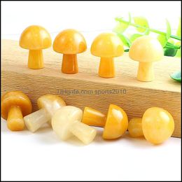 Arts And Crafts Arts Gifts Home Garden 20Mm Yellow Aventurine Mini Mushroom Plant Statue Natural Stone Carving Decora Dhufr