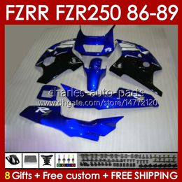 Fairings Kit For YAMAHA FZR250R FZR250 FZR 250 R RR 86 87 88 89 FZR-250 Body 142No.73 FZR250RR 86-89 FZRR FZR 250R 250RR FZR-250R 1986 1987 1988 1989 Bodywork blue gloss