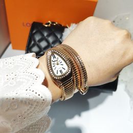 New Women Luxury Brand Watch Snake Quartz Ladies Gold Watch Diamond Wristwatch Female Fashion Bracelet Watches
