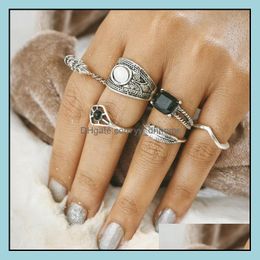 Band Rings Jewelry Sier Carved Retro Exquisite Cute Personality Punk Style Knuckle Fashion Wholesale - Drop Delivery 2021 L9Icq