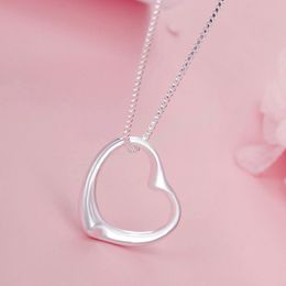 Luxury 925 Silver romantic heart Pendant box chain Necklace For Women fashion party wedding accessories Jewellery gifts
