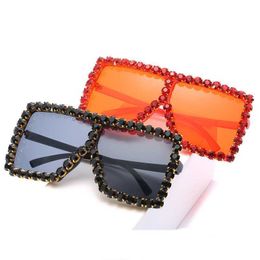 Women Sunglasses Square Luxury Acrylic Rhinestone Oversize Colourful Diamond Frame Shades Big Sun Glasses Wholesale 9 Colours