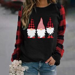 Women's T-Shirt Short Sleeve T Shirt Women Ladies Winter Lightweight Plaid Printed Round Neck Christmas Long-Sleeved Of WomenWomen's