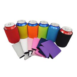 Neoprene Sublimation White Blank Cup Holder Drinkware Handle Can Cooler for 12oz Heat Transfer DIY Cook Cover for Beer Water Bottles 12 colors