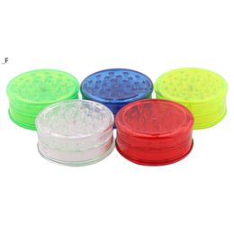 60mm 3 piece Colourful plastic herb grinder for smoking tobacco grinders with green red blue clear BBB15479