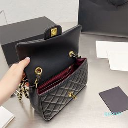 women's leather shoulder chain bag classic quilted designer bag gold hardware crossbody luxury handbags purses girl shopping handbag