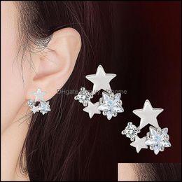 Stud Star Earrings Inlaid With Five-Pointed Diamond Simple Small Cold Wind Zircon Super Flash Earrin Yydhhome Drop Delivery 2 Yydhhome Dhhev