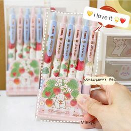 Gel Pens MINKYS Arrival Kawaii 0.55mm 1 Piece Strawberry& Peach Black Ink Pen Signature Gift Office Stationery