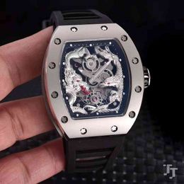 Watch Designer Luxury Mens Mechanics Watch Richa Milles Wristwatch Red Black Rubber Men Sapphire Automatic Mechanical Dragon Phoenix
