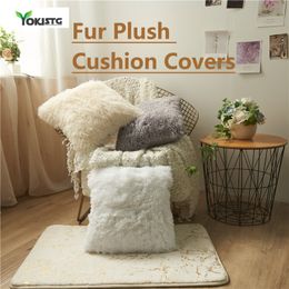 Pillow Case Soft Fur Plush Cushion Covers Home Decor Pillow for Living Room Bedroom Sofa Shaggy Fluffy Pillowcase White Blue 220714