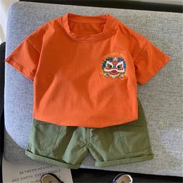 Summer Children Baby Boy Clothing Set Cute Cartoon Cotton T-Shirt Denim Shorts Suit for Kids Outfit 1 2 3 4 Years