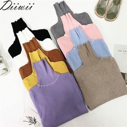 Diiwii Style Fashion For Women Winter Tops Turtleneck Thin Pullover Jumper Knitted Sweater Pull Femme 201225