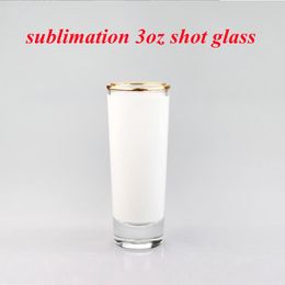 3oz Sublimation Shot Glass White Blank Whiskey Shot Glasses with golden rim Heat Transfer mini wine glass Frosted beer cup
