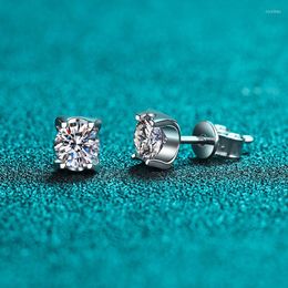 Stud Classic Silver 925 Original Diamond Test Past 0.5 Carat D Colour Moissanite Earrings Brilliant Cut Gemstone 4 Claw EarringsStud