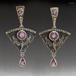 Dangle & Chandelier Dragon Gothic Punk Metal Earrings Pink Stone Inlaid Pendant Jewelry Vintage JewelryDangle DangleDangle Mill22