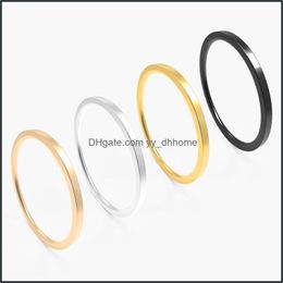 With Side Stones Rings Jewelry Fashiondesign Stainless Steel 1Mm Wide Men Women Wedding Band Ring 4 Colors High Polished No Fade Good Qualit
