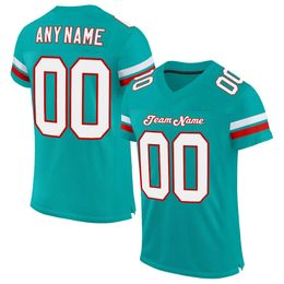 Custom Aqua White-Red Mesh Authentic Football Jersey 87uoiuo