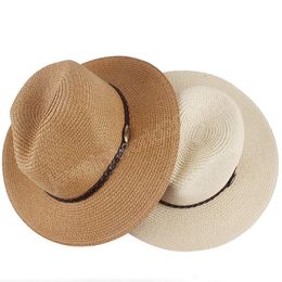 Paper Straw Hats 8CM Wide Brim Summer Beach Sun Hat Men Foldable Fedoras Hat Chapeau Femme Casquette